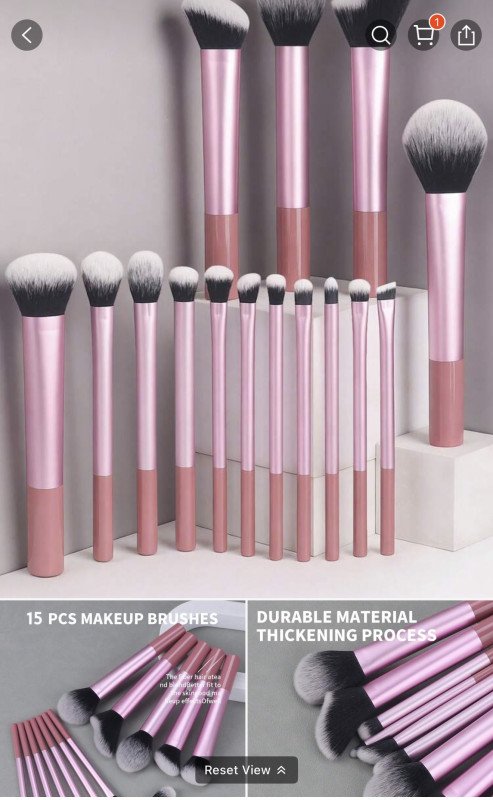 Brush set 15 pcs  pink